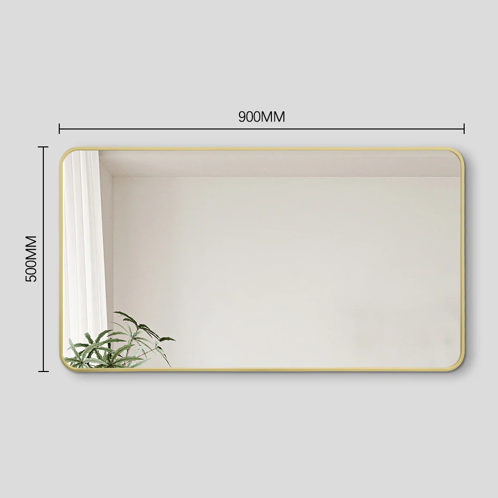 Curva Square 500 x 900 Brushed Gold Framed Mirror - Image 5