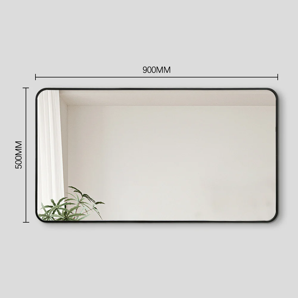 Curva Square 500 x 900 Matte Black Framed Mirror - Image 5