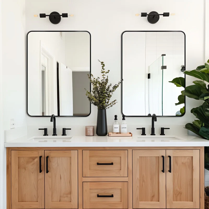 Curva Square 600 x 800 Matte Black Framed Mirror - Image 3