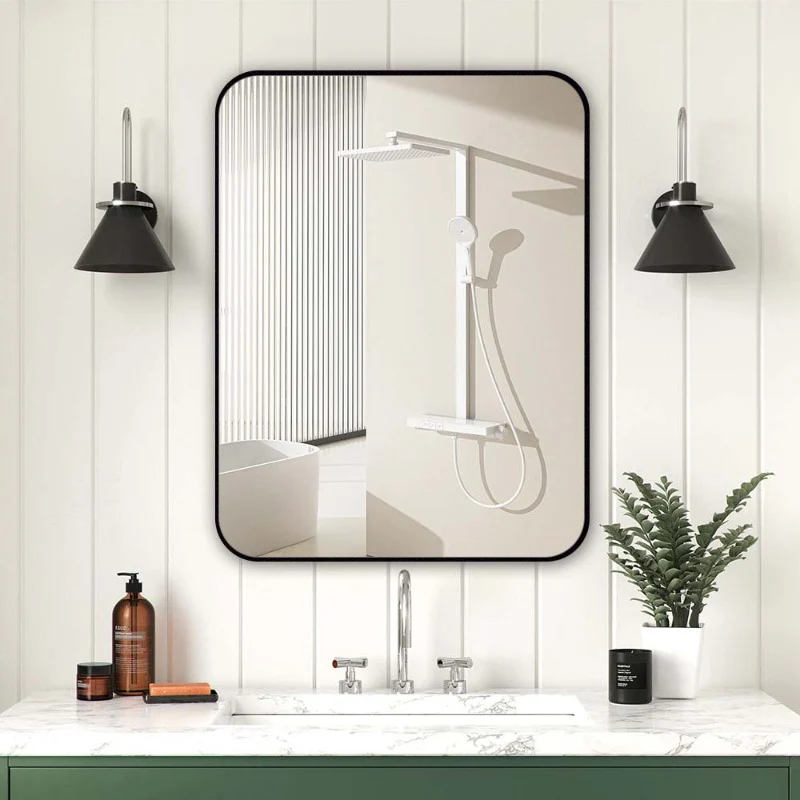 Curva Square 600 x 800 Matte Black Framed Mirror - Image 4