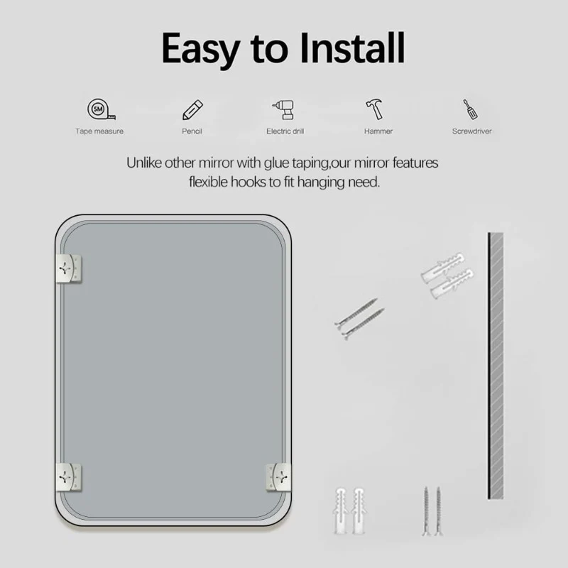 Curva Square 600 x 800 Matte Black Framed Mirror - Image 5