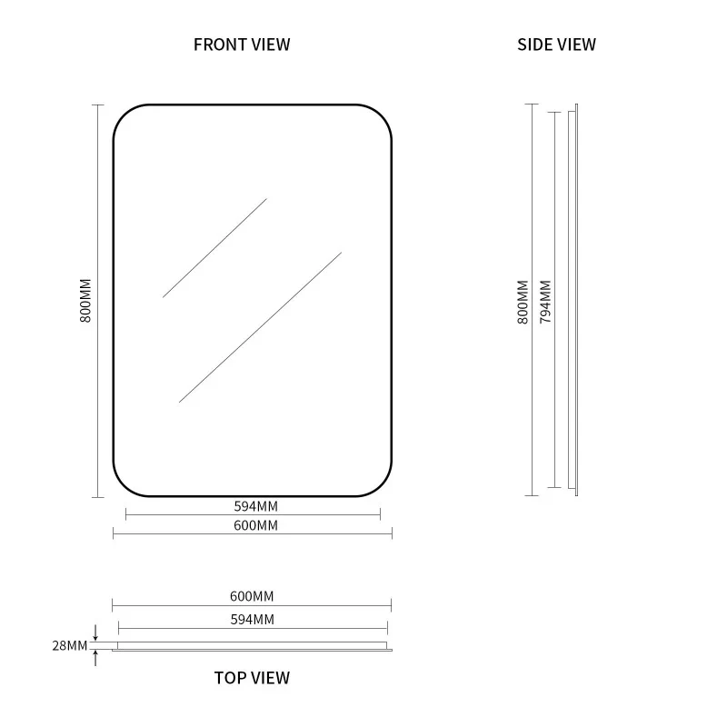 Curva Square 600 x 800 Matte Black Framed Mirror - Image 7
