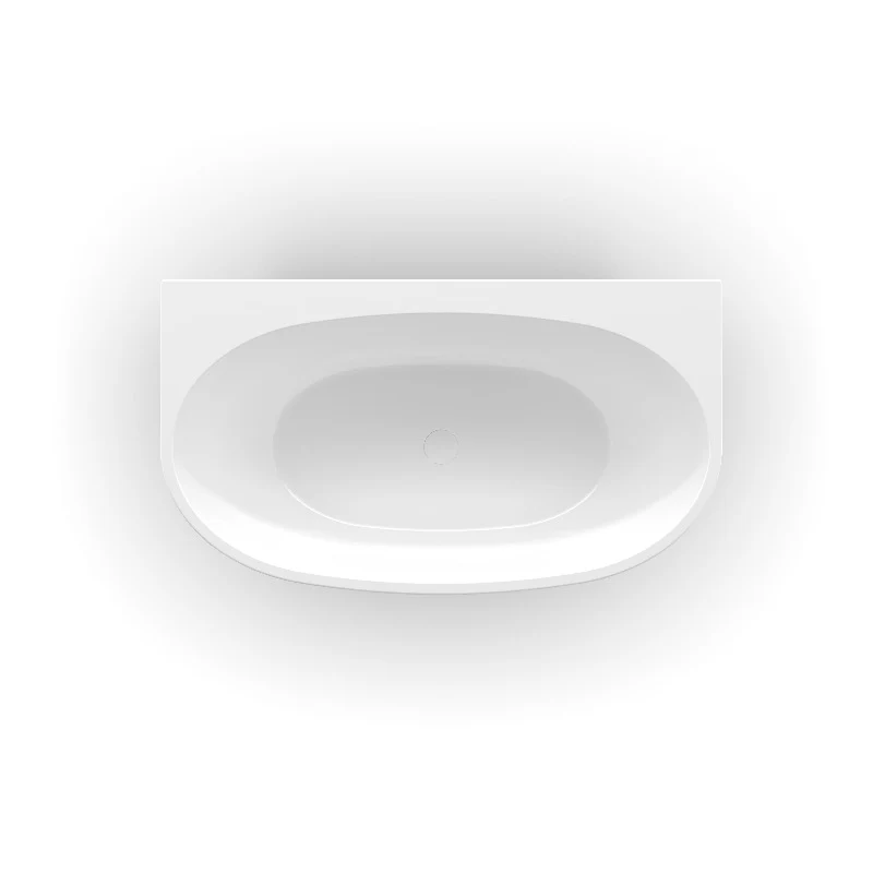 Delta 1300mm Gloss White Back to Wall Oval Freestanding Bath Tub - Image 7
