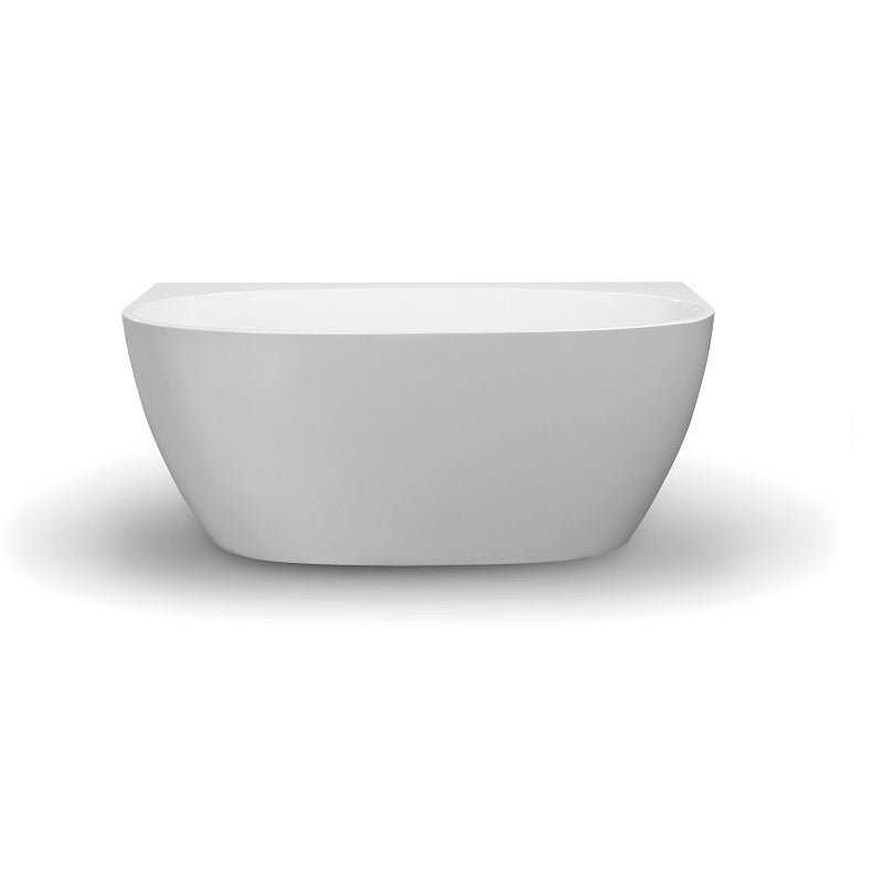 Delta 1300mm Gloss White Back to Wall Oval Freestanding Bath Tub - Image 4