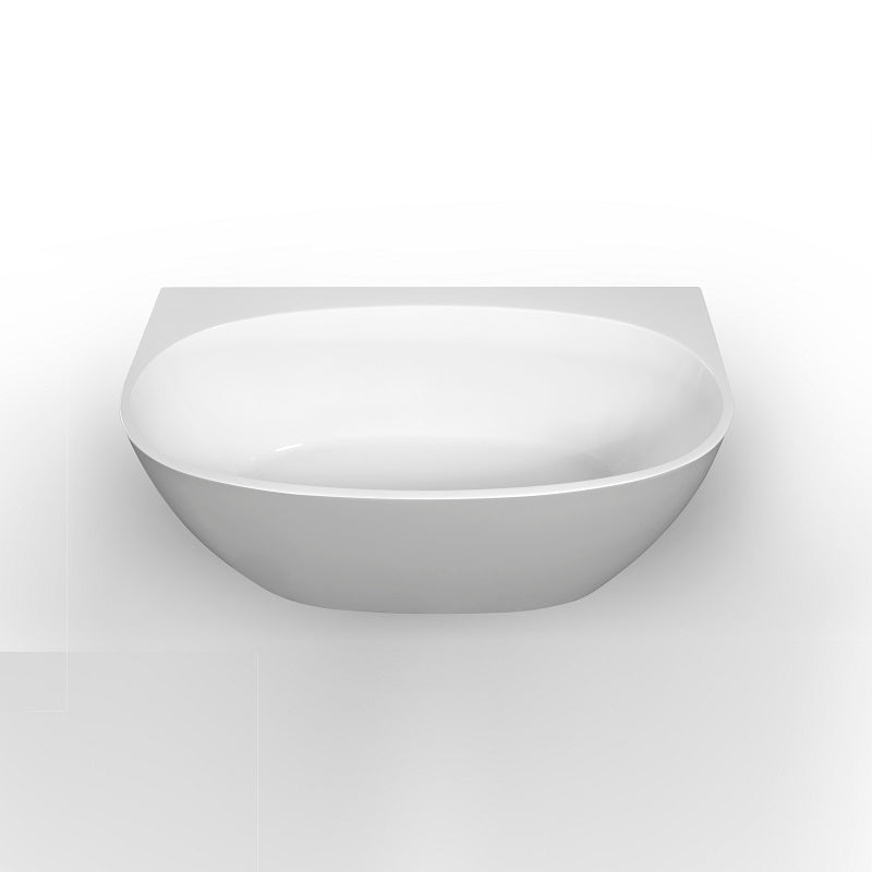 Delta 1300mm Gloss White Back to Wall Oval Freestanding Bath Tub - Image 5