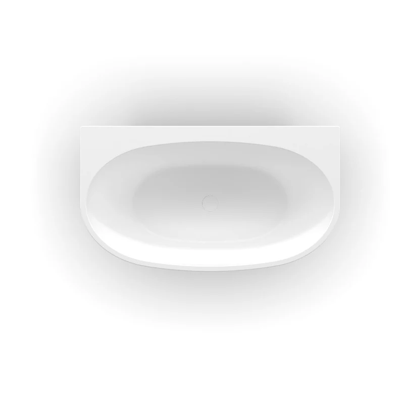 Delta 1300mm Matte White Back to Wall Oval Freestanding Bath Tub - Image 7