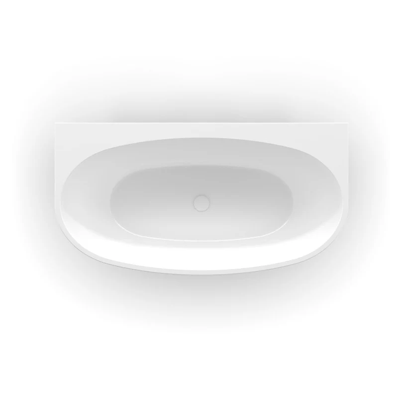 Delta 1500mm Gloss White Back to Wall Oval Freestanding Bath Tub - Image 5