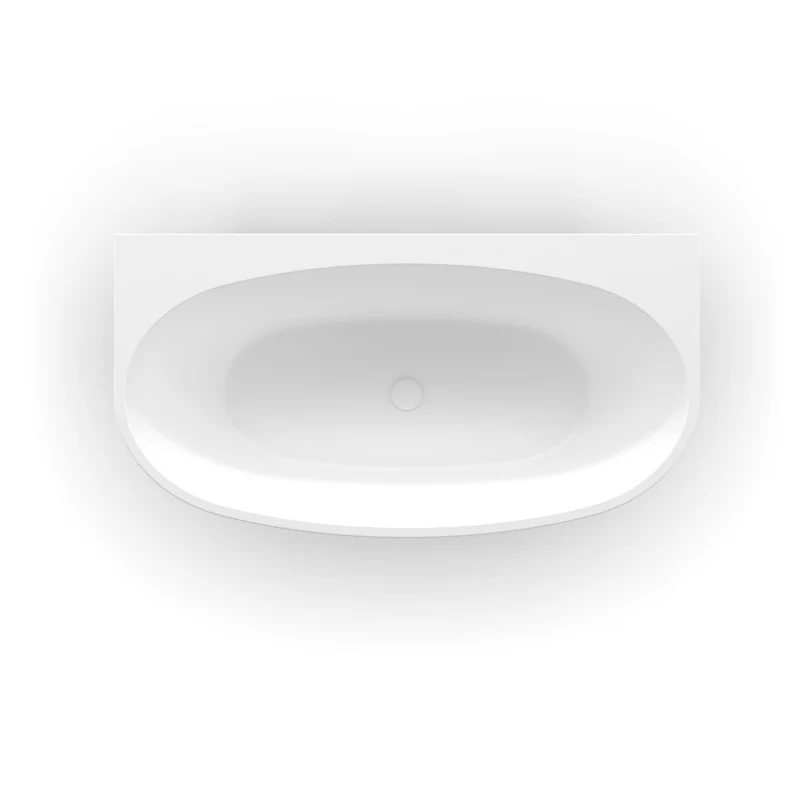 Delta 1500mm Matte White Back to Wall Oval Freestanding Bath Tub - Image 5