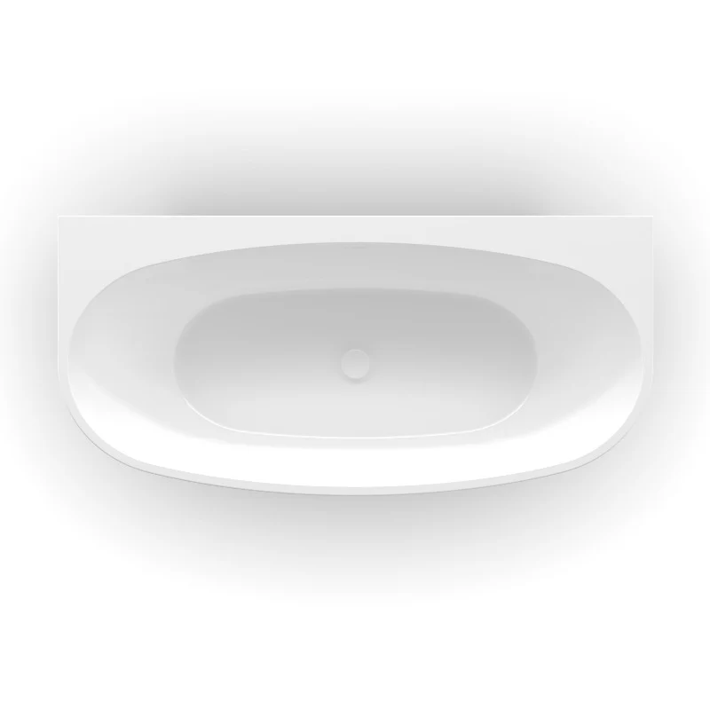 Delta 1700mm Gloss White Back to Wall Oval Freestanding Bath Tub - Image 5