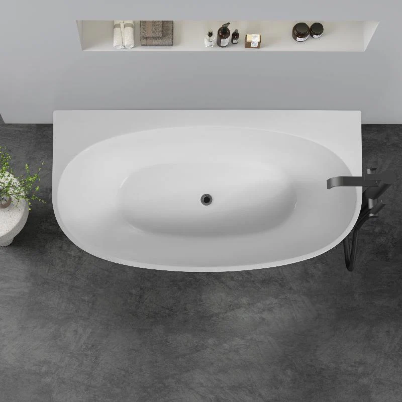 Delta 1300mm Gloss White Back to Wall Oval Freestanding Bath Tub - Image 3