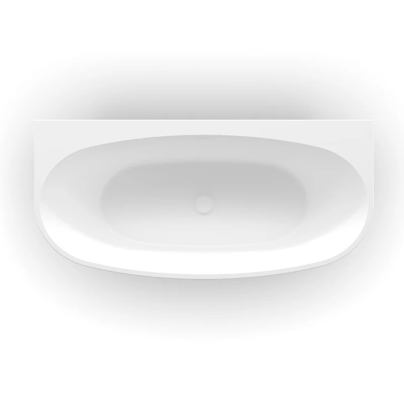 Delta 1700mm Matte White Back to Wall Oval Freestanding Bath Tub - Image 5