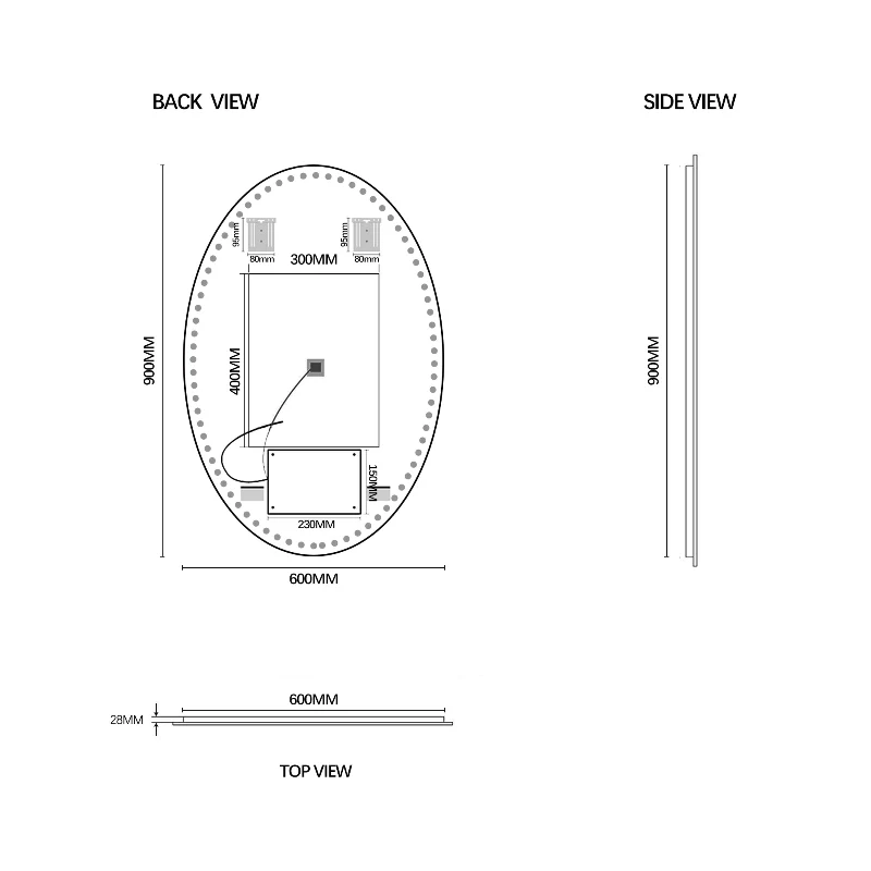 Eclipse Touchless 600 x 900 LED Mirror - Three Light Temperatures - Image 5