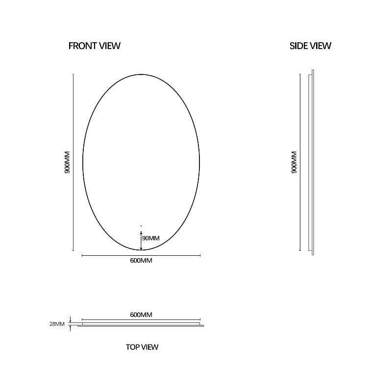 Eclipse Touchless 600 x 900 LED Mirror - Three Light Temperatures - Image 7