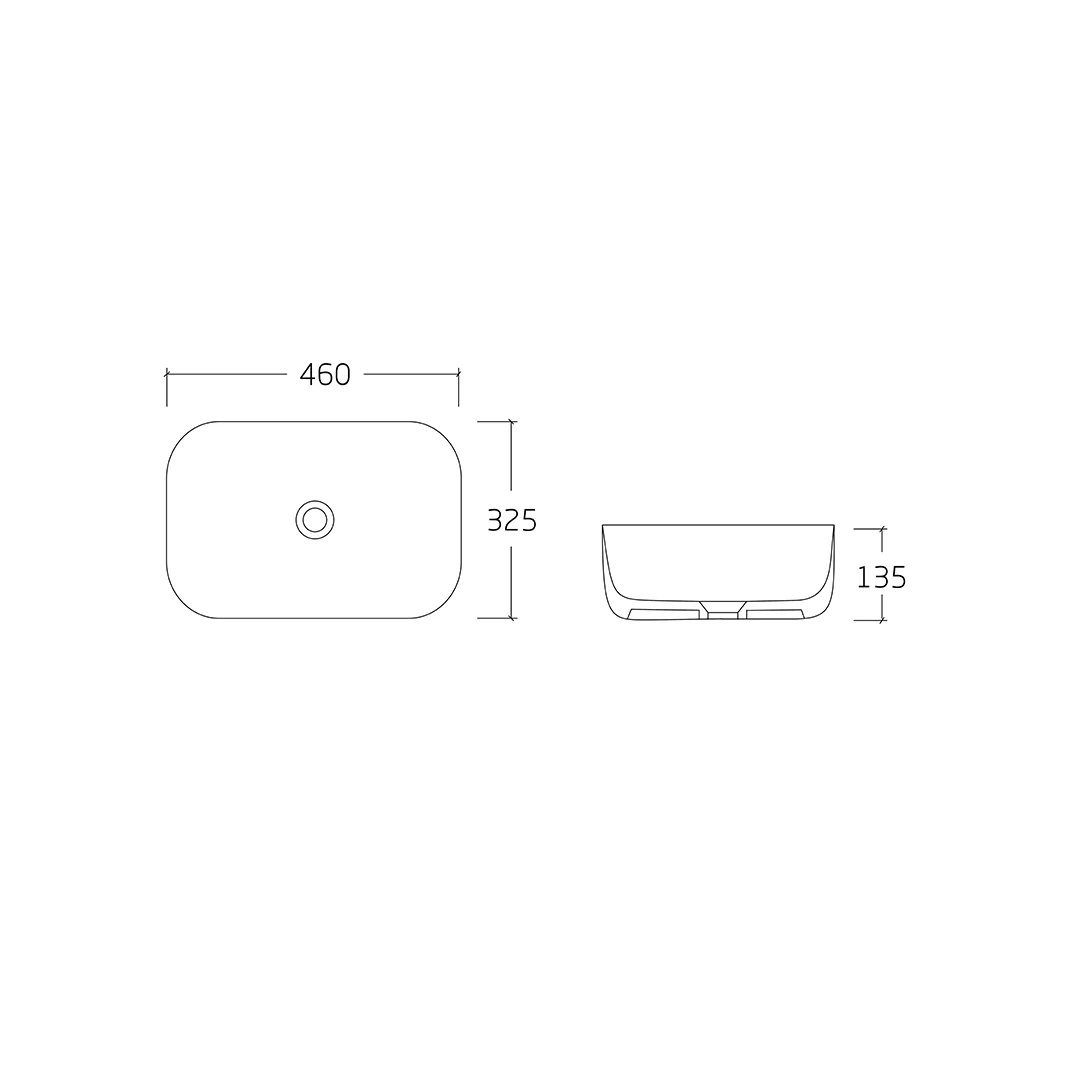 Eden 460 Matte White Rectangle Above Counter Basin - Image 2