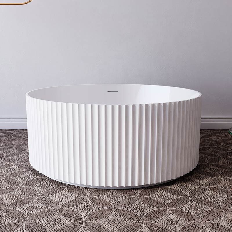 Rivata 1500mm Round Fluted Matte White Designer Freestanding Bath