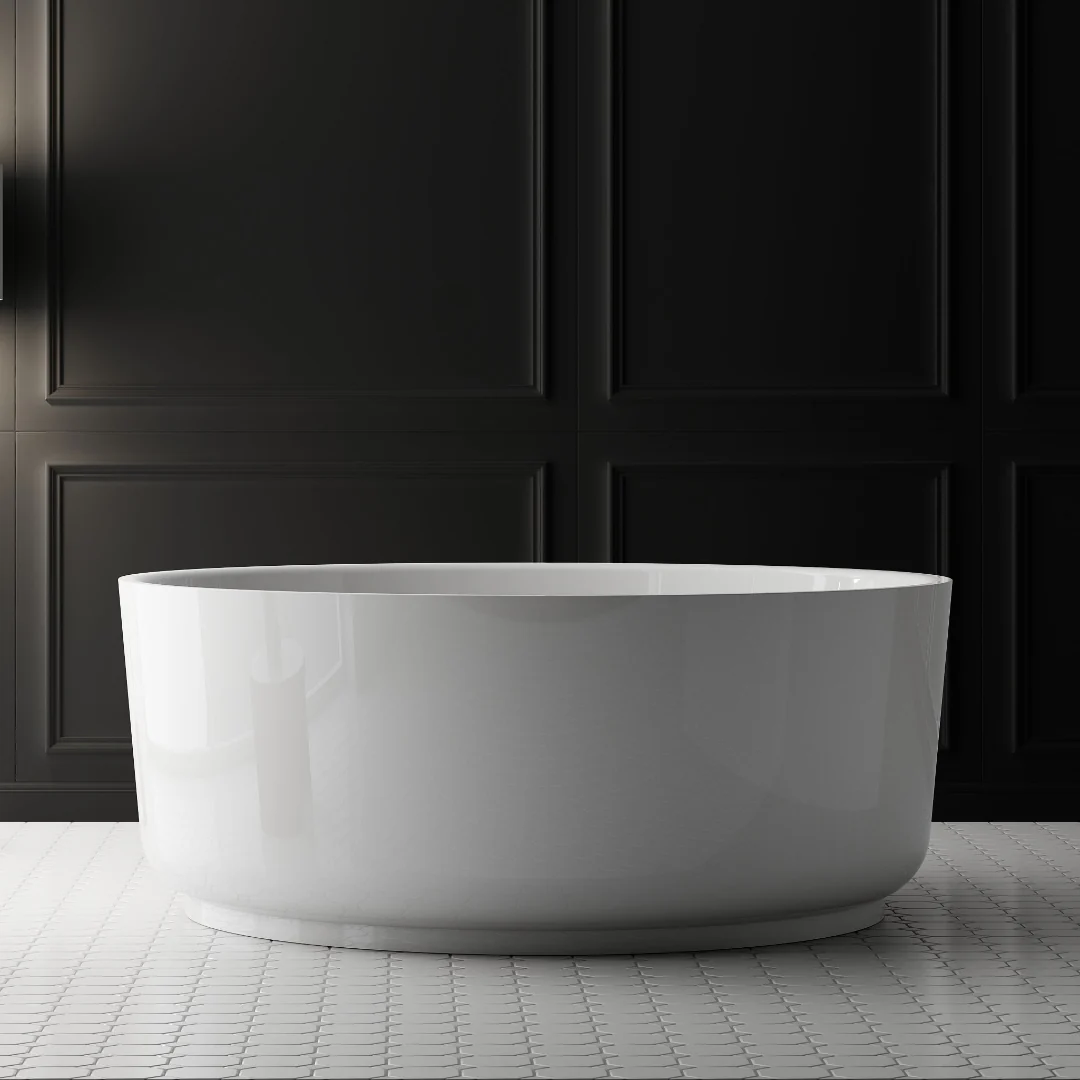 Elara 1350mm Round Matte White Designer Freestanding Bath