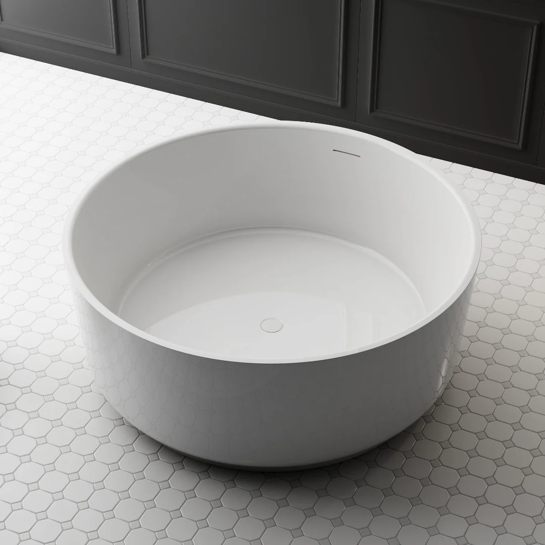 Elara 1350mm Round Matte White Designer Freestanding Bath - Image 2