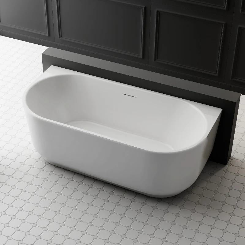 Elara 1700mm Matte White Back to Wall Designer Round Freestanding Bath