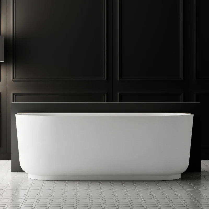 Elara 1700mm Matte White Back to Wall Designer Round Freestanding Bath - Image 2