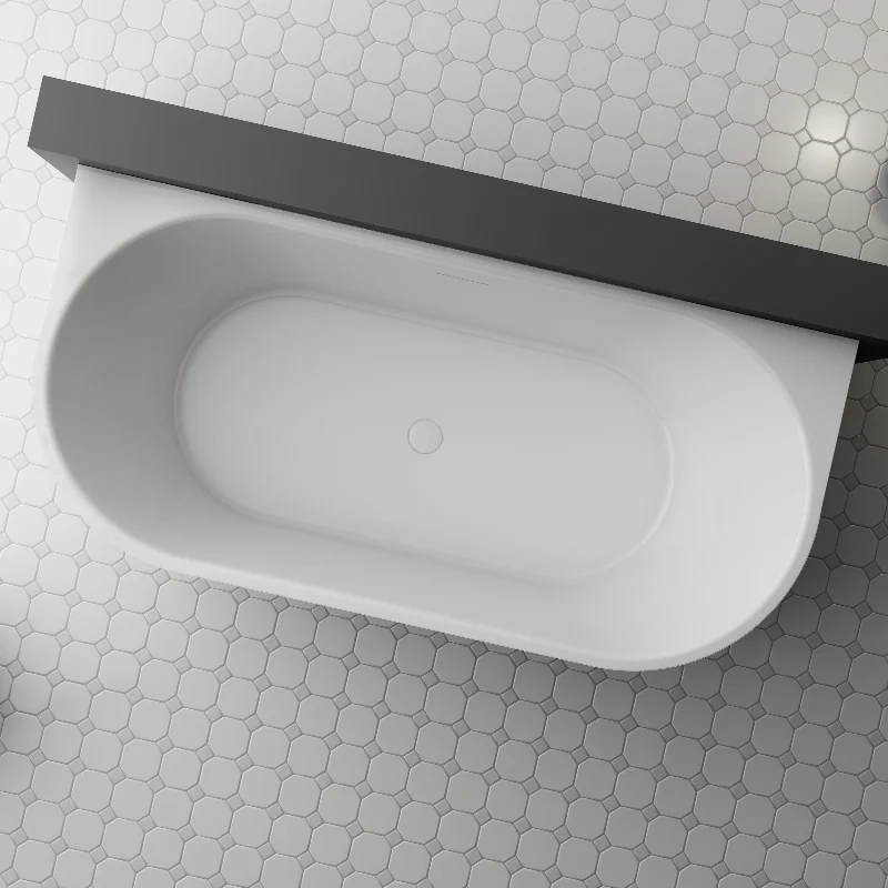 Elara 1700mm Matte White Back to Wall Designer Round Freestanding Bath - Image 3