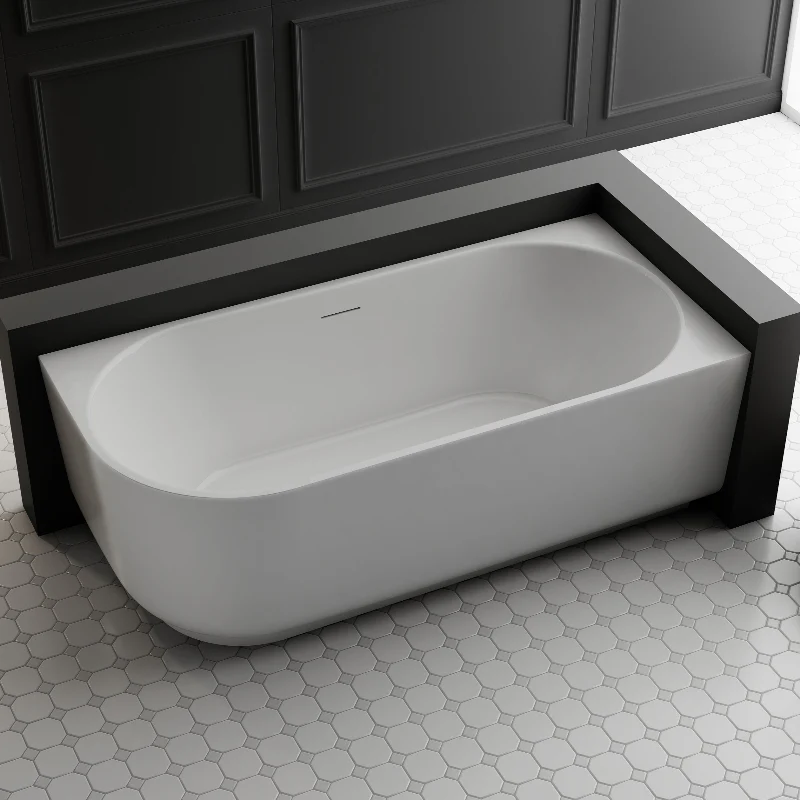 Elara 1500mm Matte White Right Corner Fit Designer Round Freestanding Bath