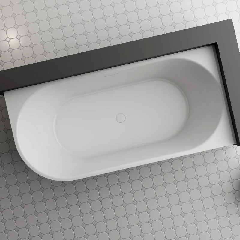 Elara 1500mm Matte White Right Corner Fit Designer Round Freestanding Bath - Image 3