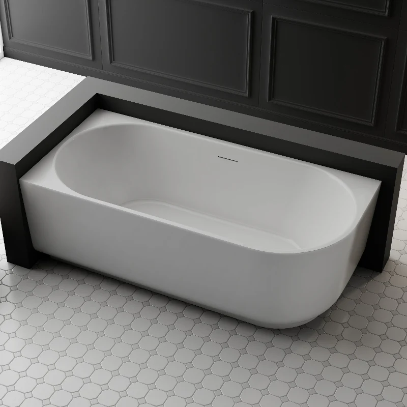 Elara 1500mm Matte White Left Corner Fit Designer Round Freestanding Bath