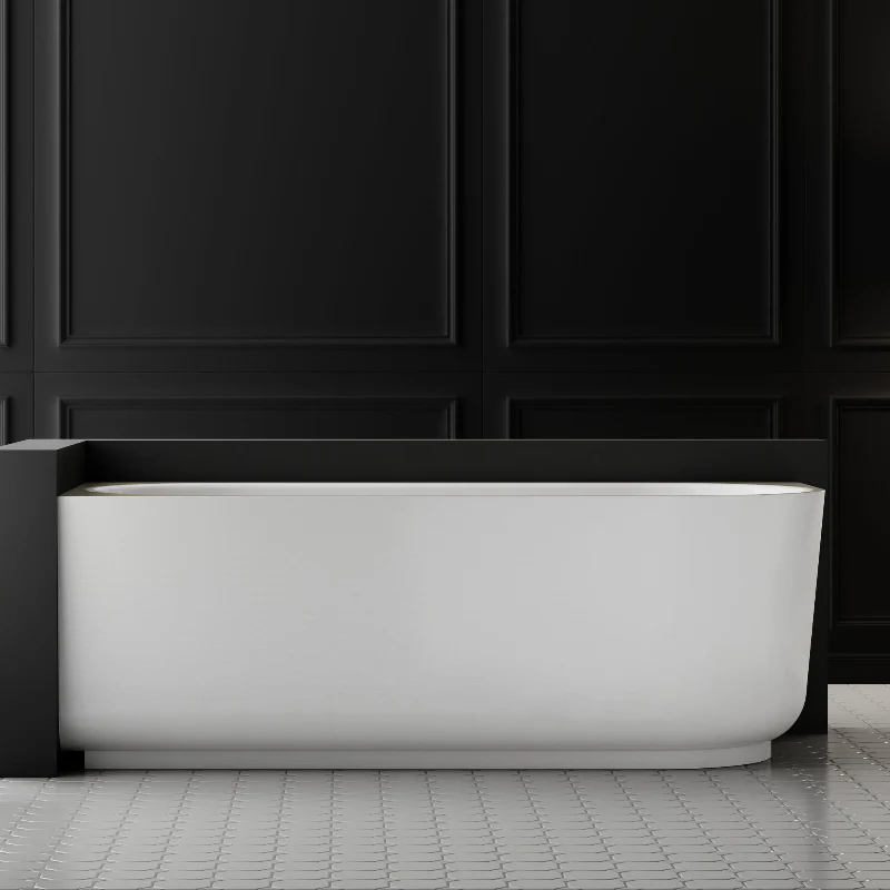 Elara 1500mm Matte White Left Corner Fit Designer Round Freestanding Bath - Image 2