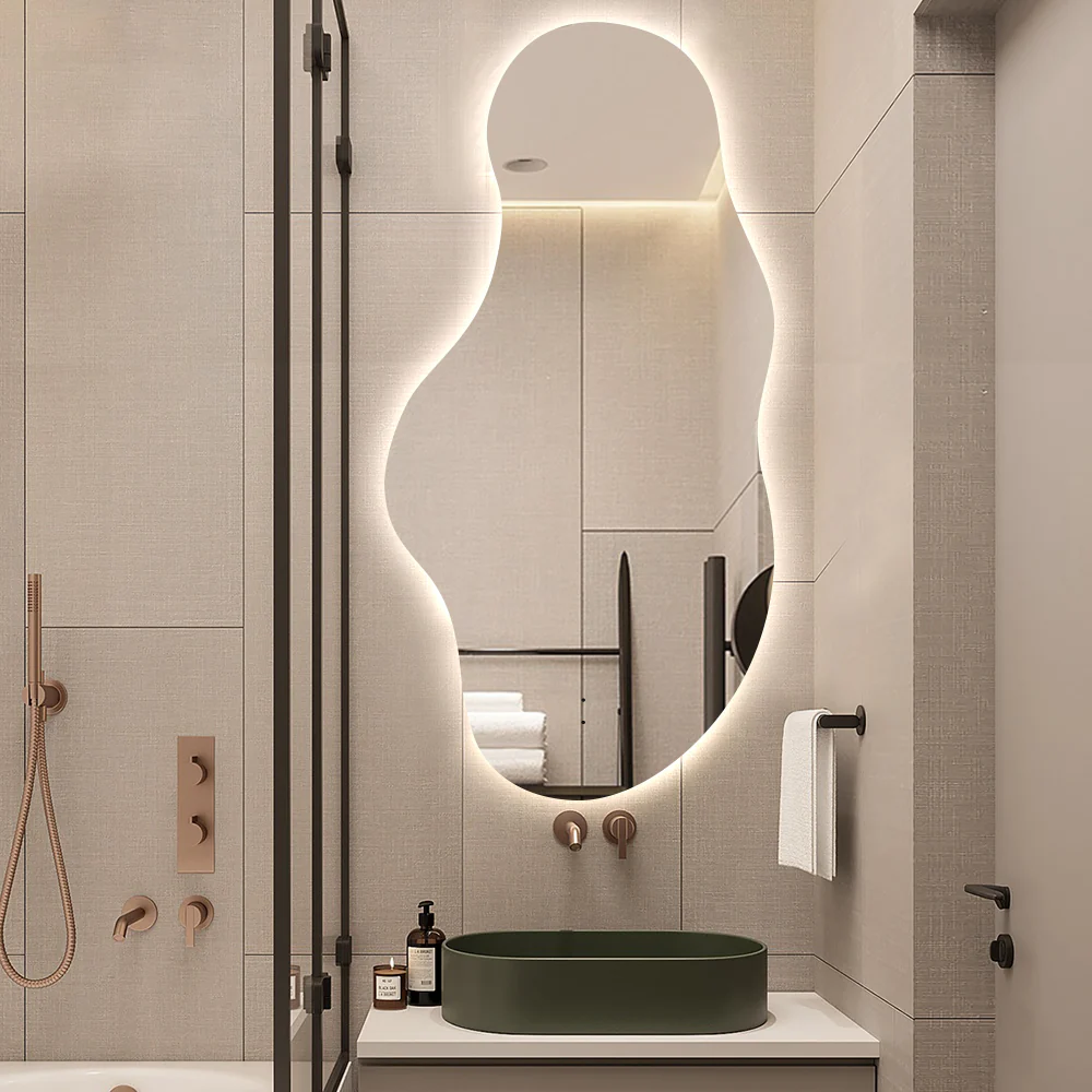 Evara Touchless 600 x 1200 Asymmetrical LED Mirror - Three Light Temperatures - Image 2