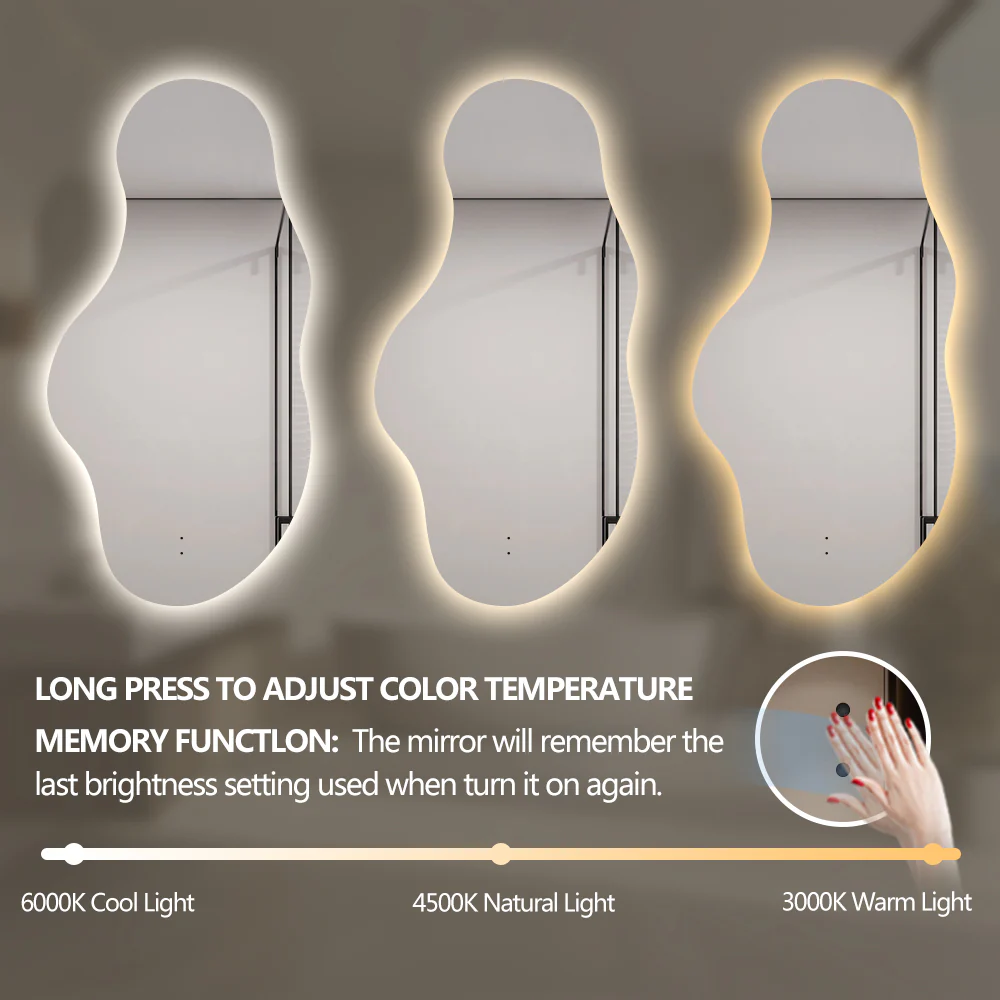 Evara Touchless 600 x 1200 Asymmetrical LED Mirror - Three Light Temperatures - Image 5