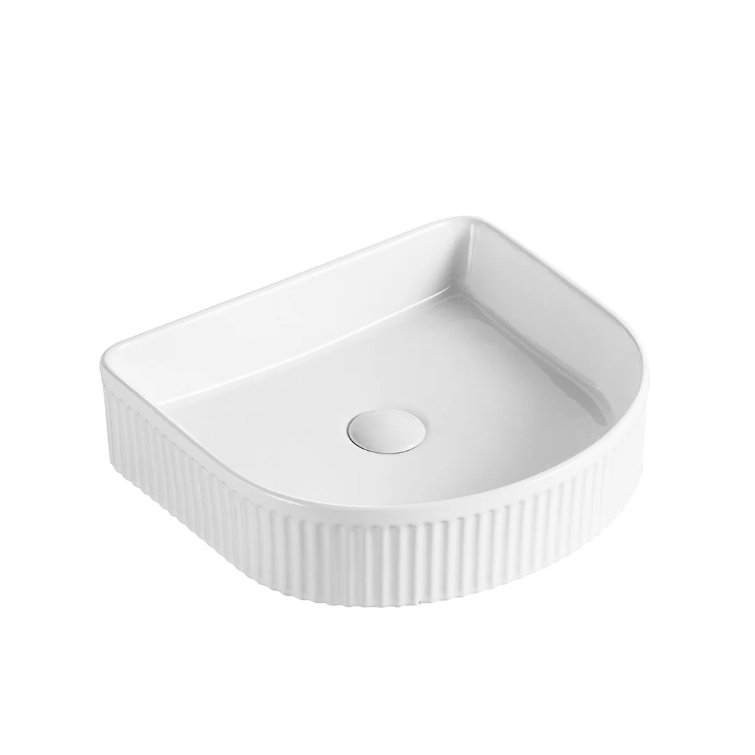 Evia 415 Matte White Arched Fluted Above Counter Basin
