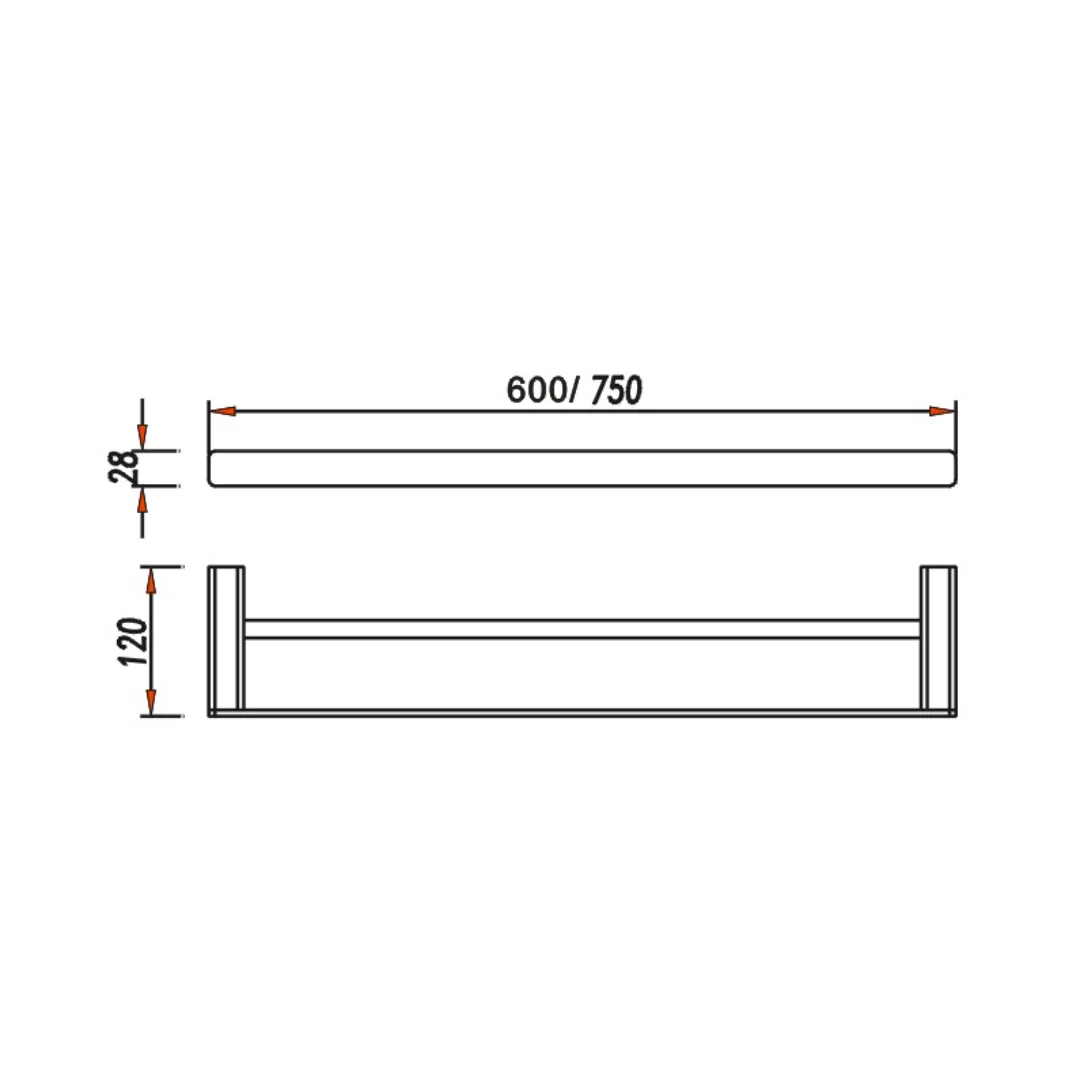 Exclusive Chrome 600mm Double Towel Rail - Image 2