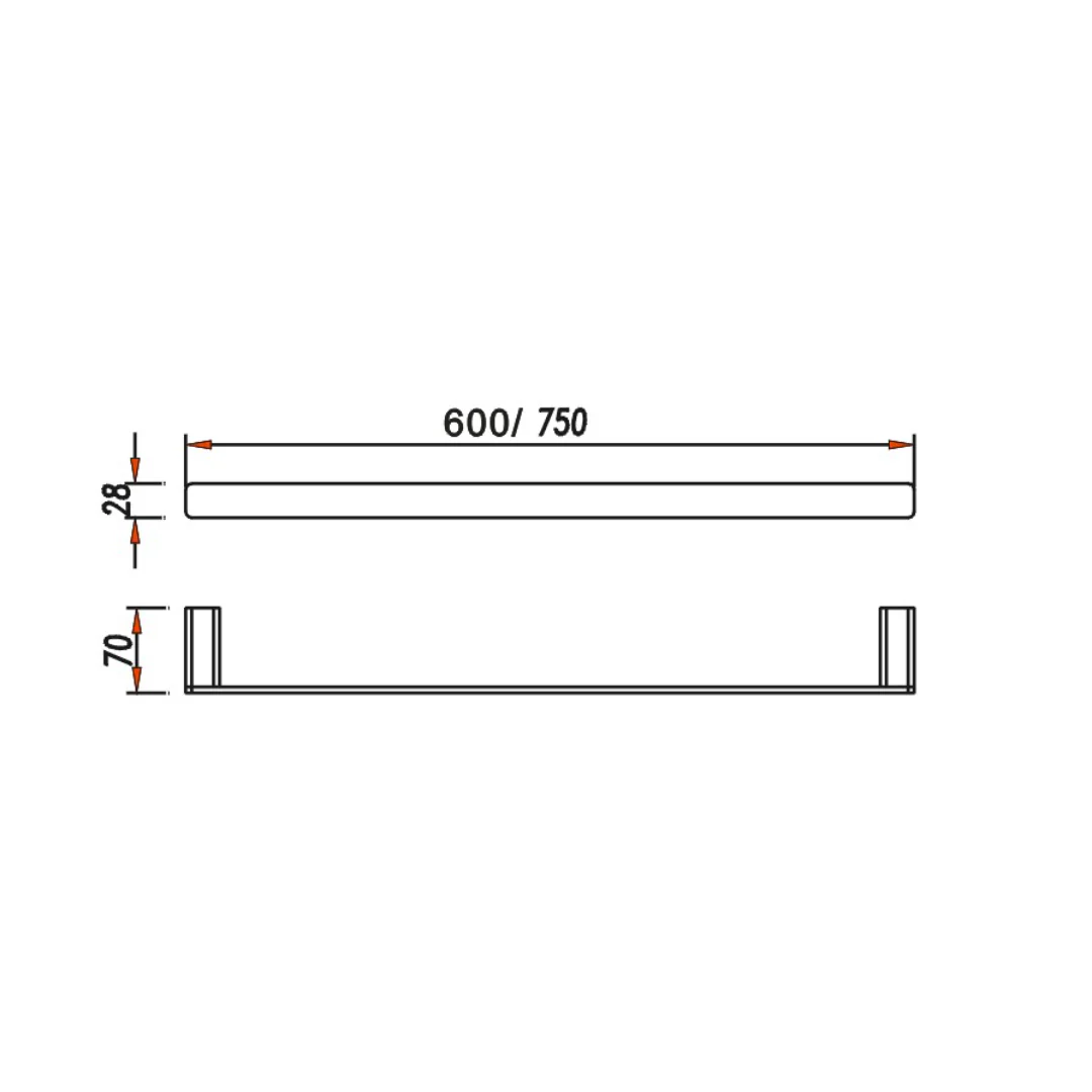 Exclusive Chrome 750mm Single Towel Rail - Image 2