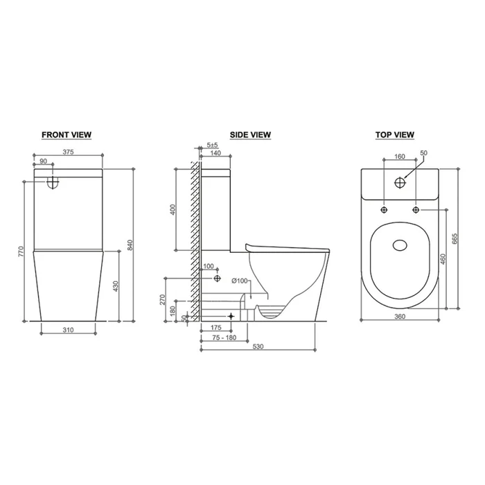 Feanza Tornado Back to Wall Toilet Suite - Image 3