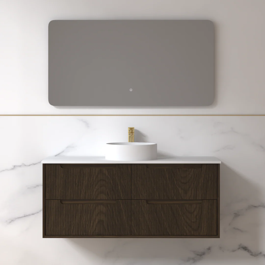 Fiora 1200mm Black Walnut Fluted Wall Hung Vanity