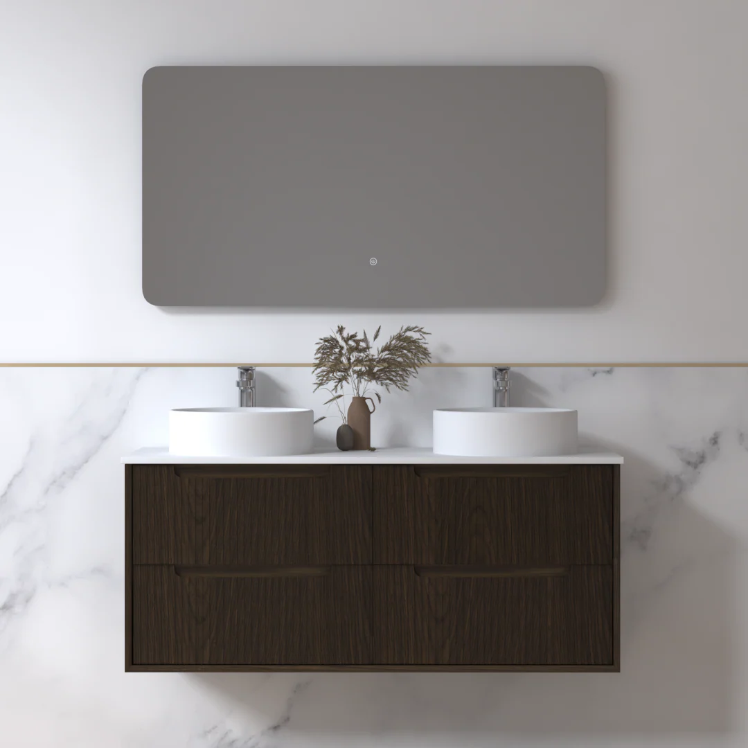 Fiora 1200mm Black Walnut Fluted Wall Hung Vanity - Image 2