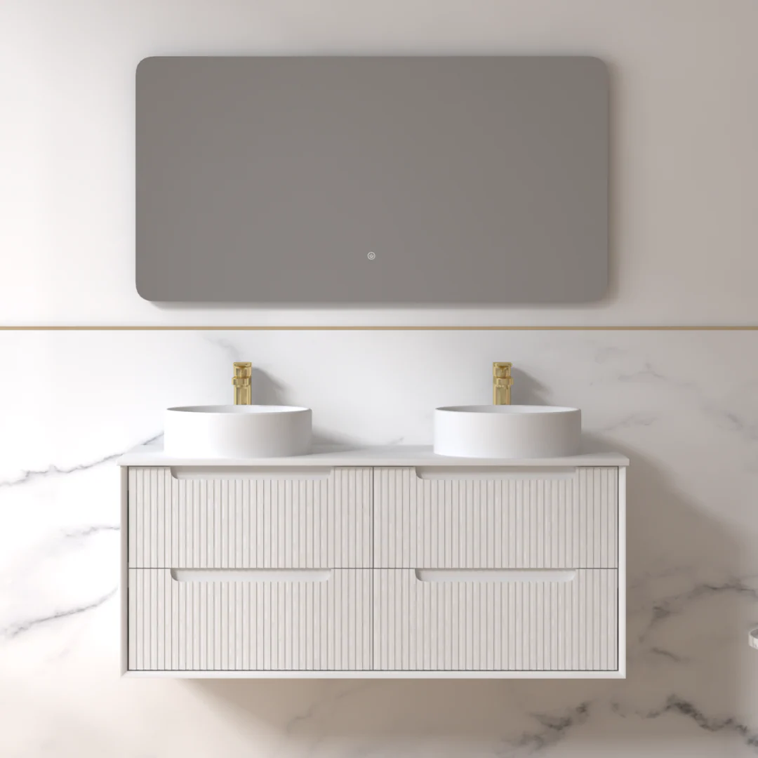 Fiora 1200mm Matte White Fluted Wall Hung Vanity - Image 2