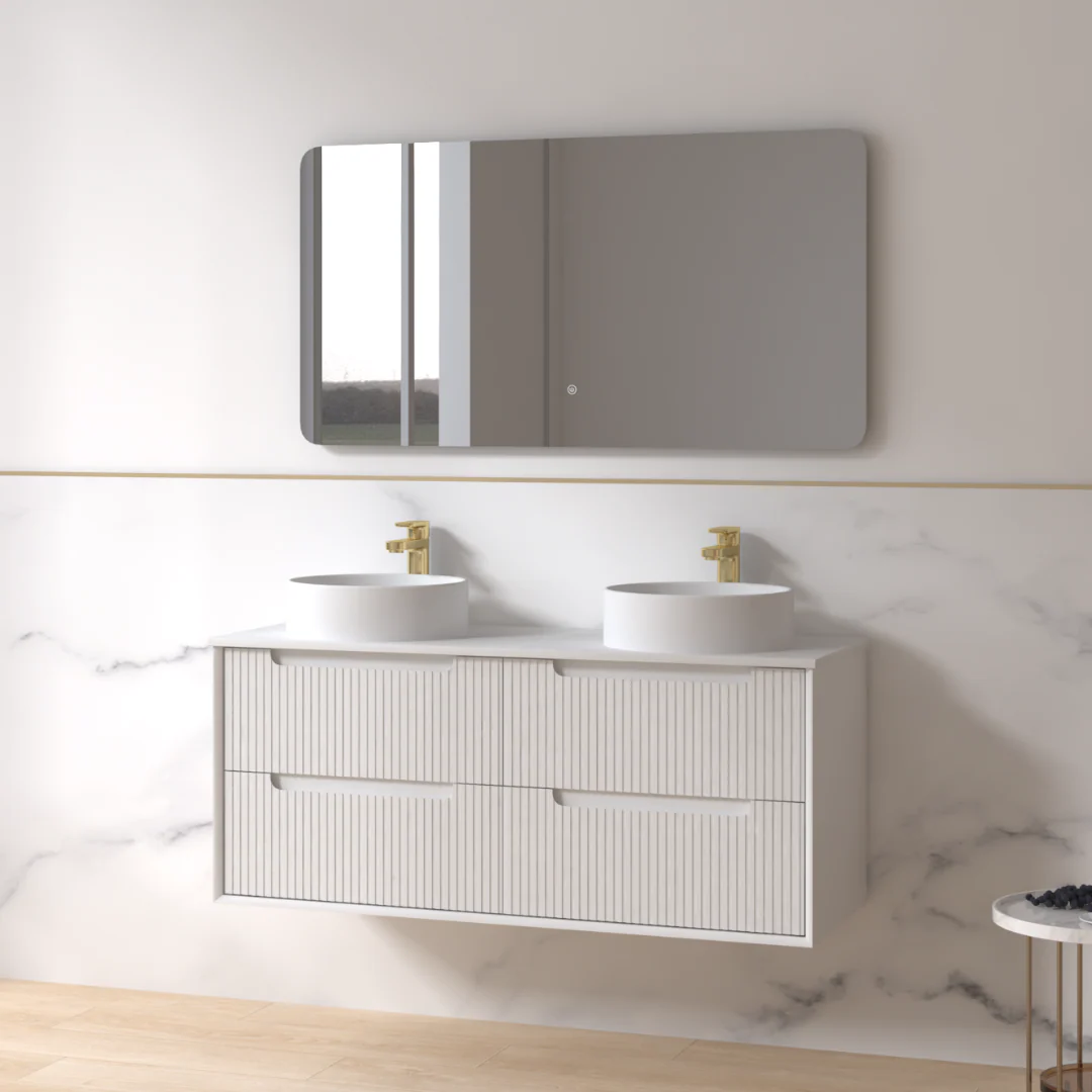 Fiora 1200mm Matte White Fluted Wall Hung Vanity - Image 5