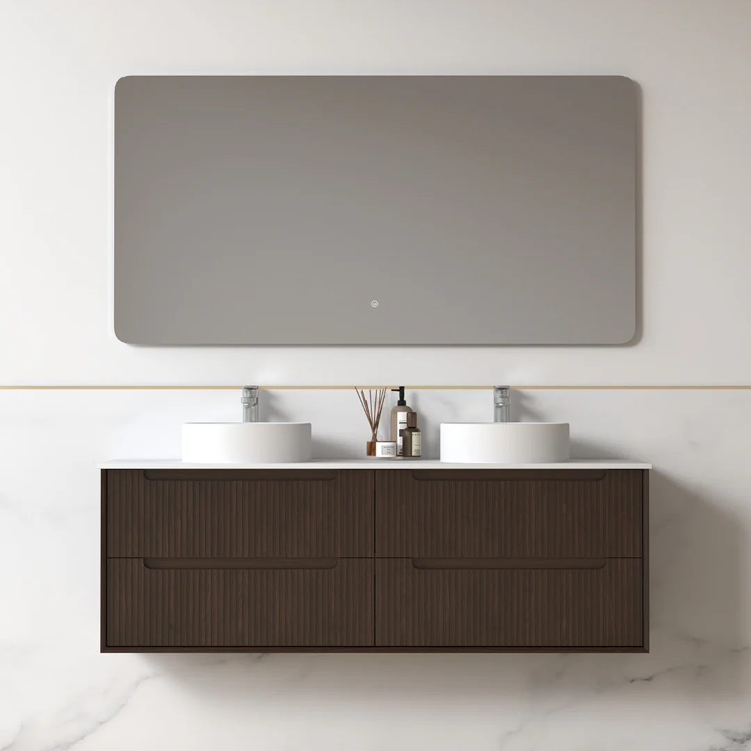 Fiora 1500mm Alder Walnut Fluted Wall Hung Vanity