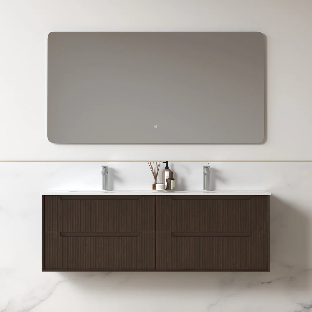 Fiora 1500mm Alder Walnut Fluted Wall Hung Vanity - Image 5