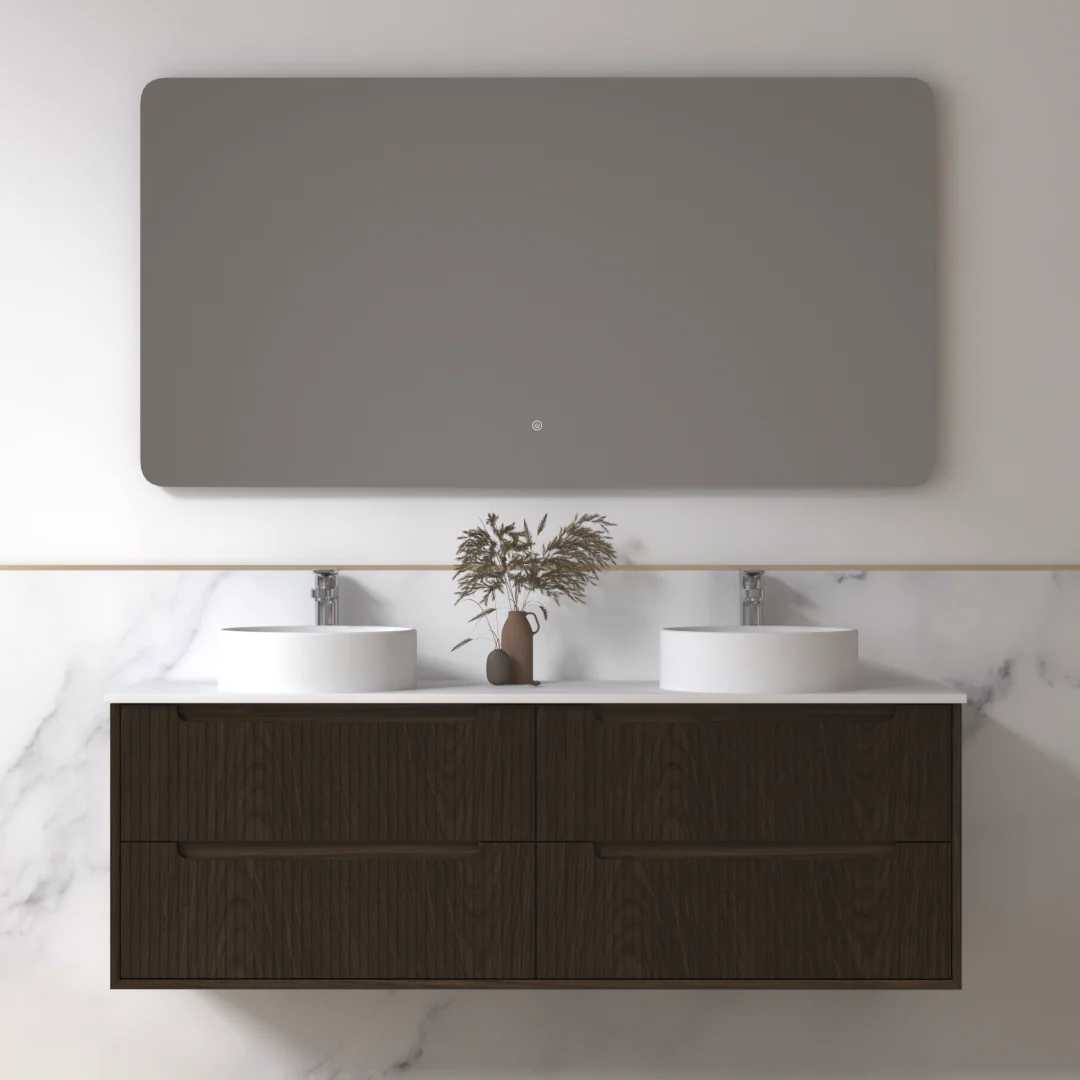 Fiora 1500mm Black Walnut Fluted Wall Hung Vanity