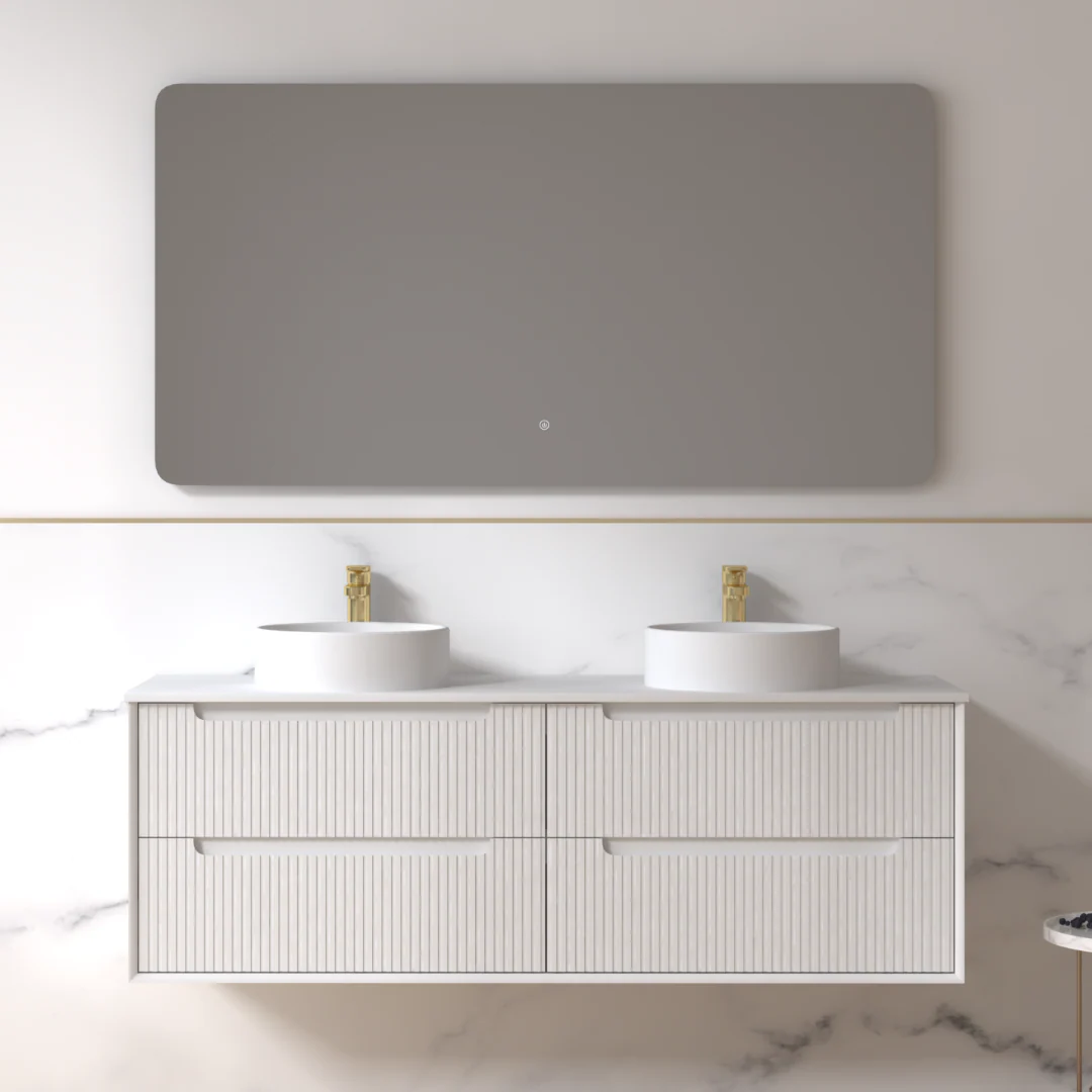 Fiora 1500mm Matte White Fluted Wall Hung Vanity