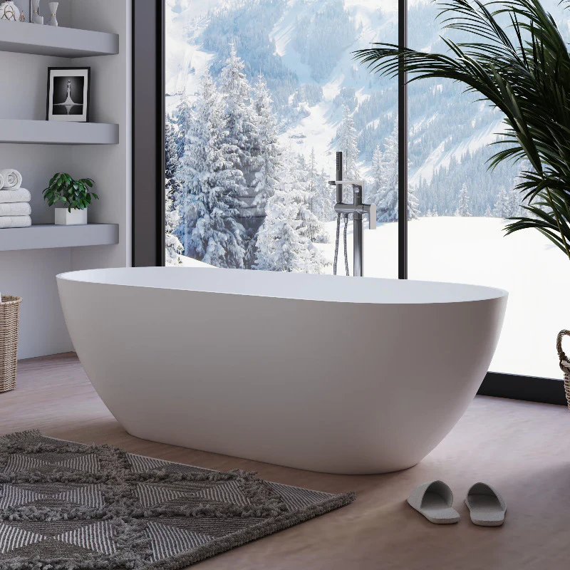 Fiora 1500mm Stone Matte White Freestanding Bath Tub