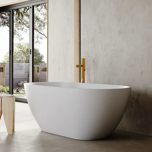 Fiora 1750mm Stone Matte White Freestanding Bath Tub - Image 4