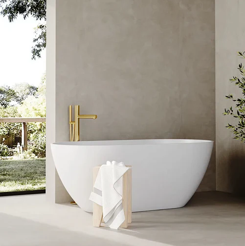 Fiora 1750mm Stone Matte White Freestanding Bath Tub - Image 5