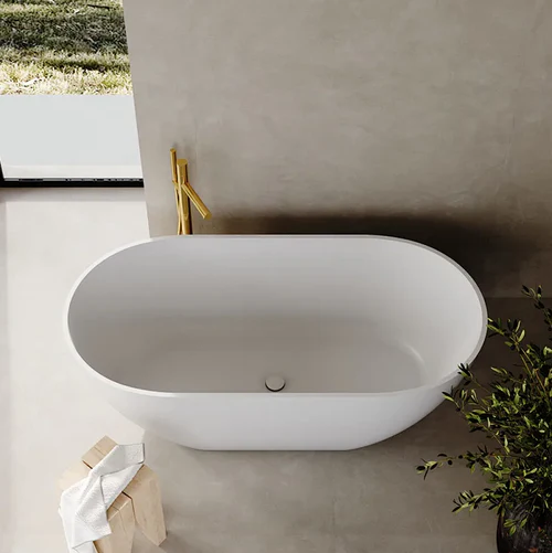 Fiora 1750mm Stone Matte White Freestanding Bath Tub - Image 6