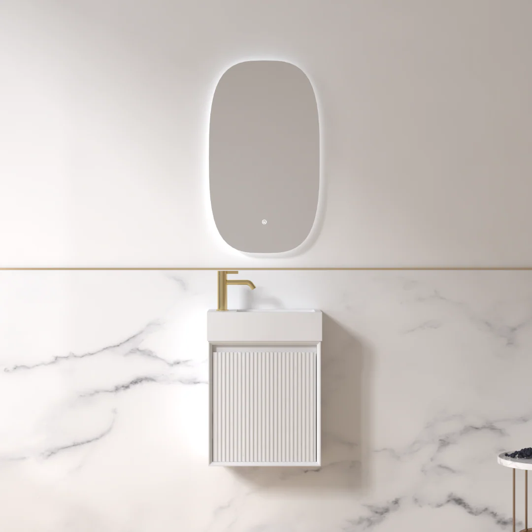 Fiora 450mm Matte White Fluted Ensuite Wall Hung Vanity