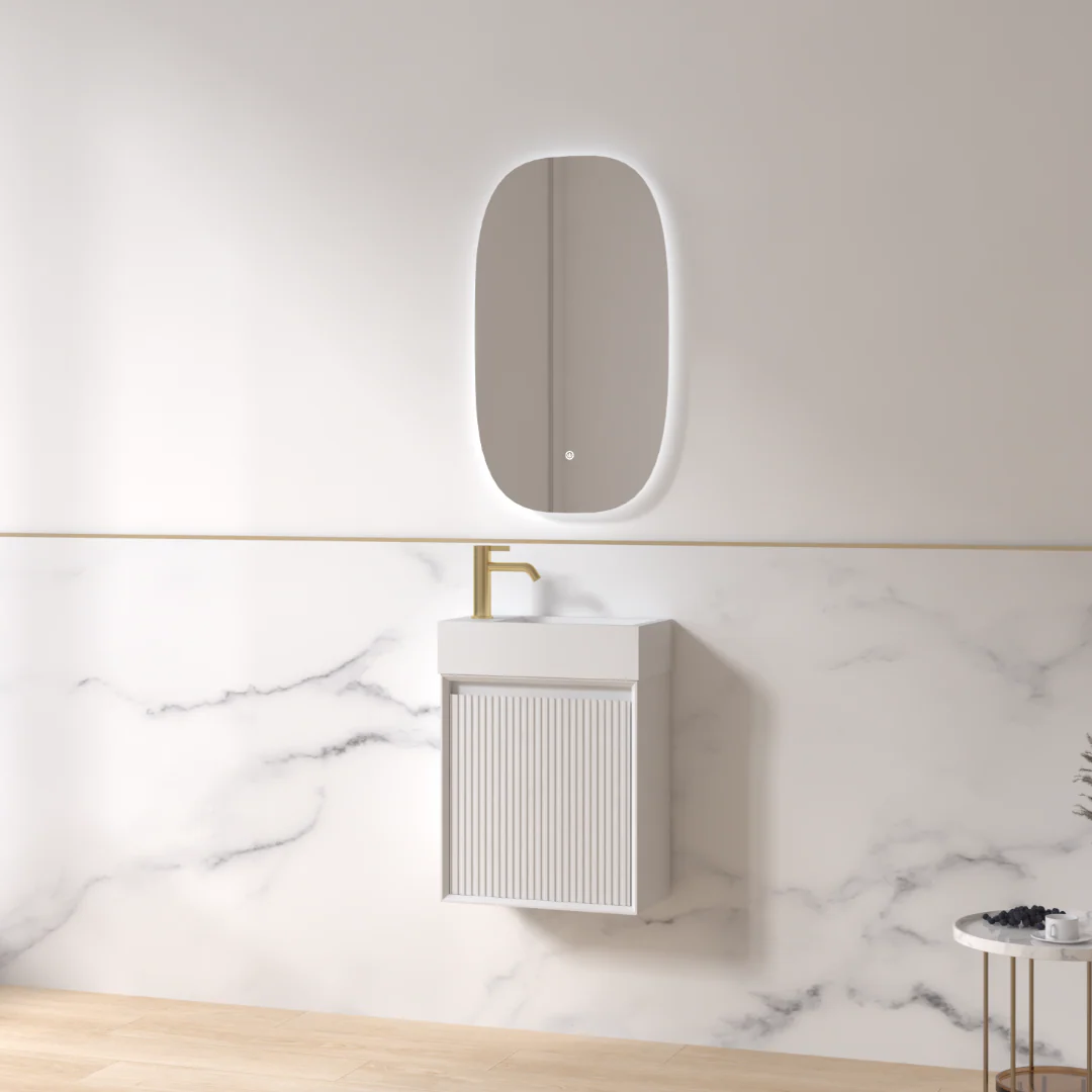 Fiora 450mm Matte White Fluted Ensuite Wall Hung Vanity - Image 2