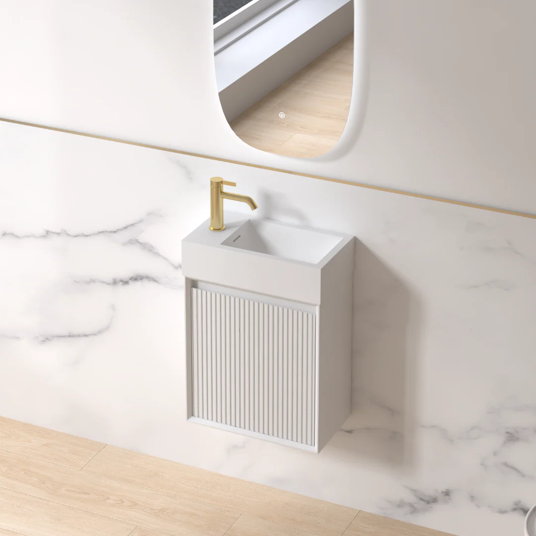 Fiora 450mm Matte White Fluted Ensuite Wall Hung Vanity - Image 3