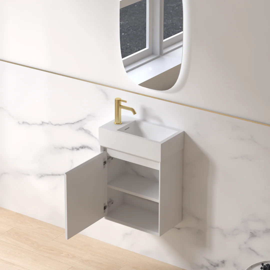 Fiora 450mm Matte White Fluted Ensuite Wall Hung Vanity - Image 4